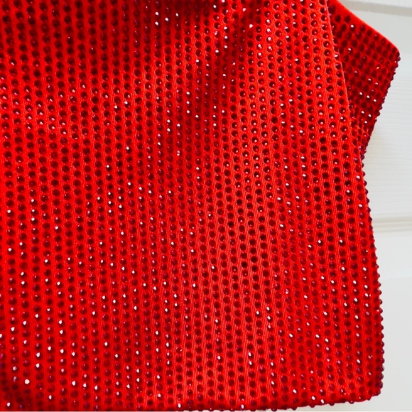 Crop rhinestone embellished stretchy sparkly sexy holiday party bralette tank - Picture 3 of 9